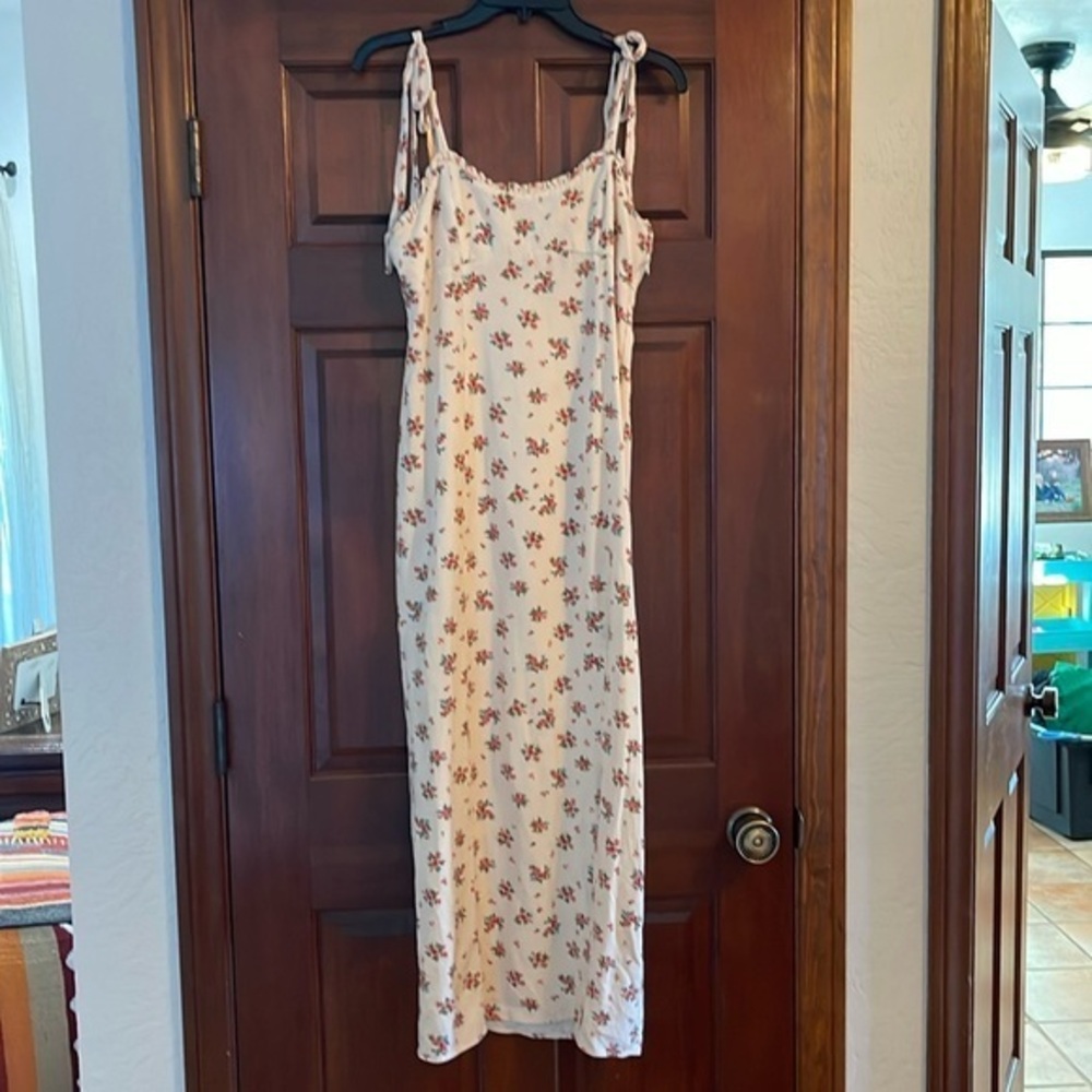 Zara shoulder tie, floral, cottage style maxi dress, medium